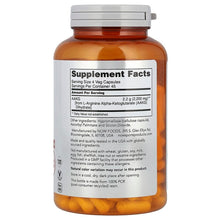 NOW Sports AAKG 2200 supplement bottle back label with Supplement Facts panel