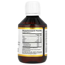 Cod liver oil bottle with back supplement facts label and white cap