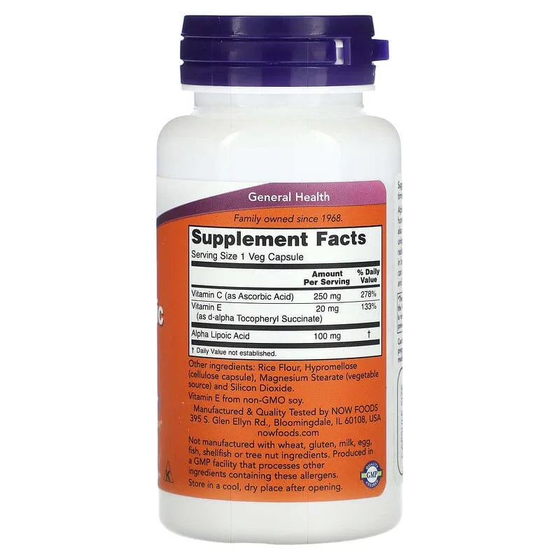 NOW Foods, Alpha Lipoic Acid, Veg Capsules