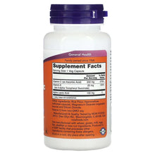 Alpha lipoic acid veg capsules supplement facts panel on bottle back