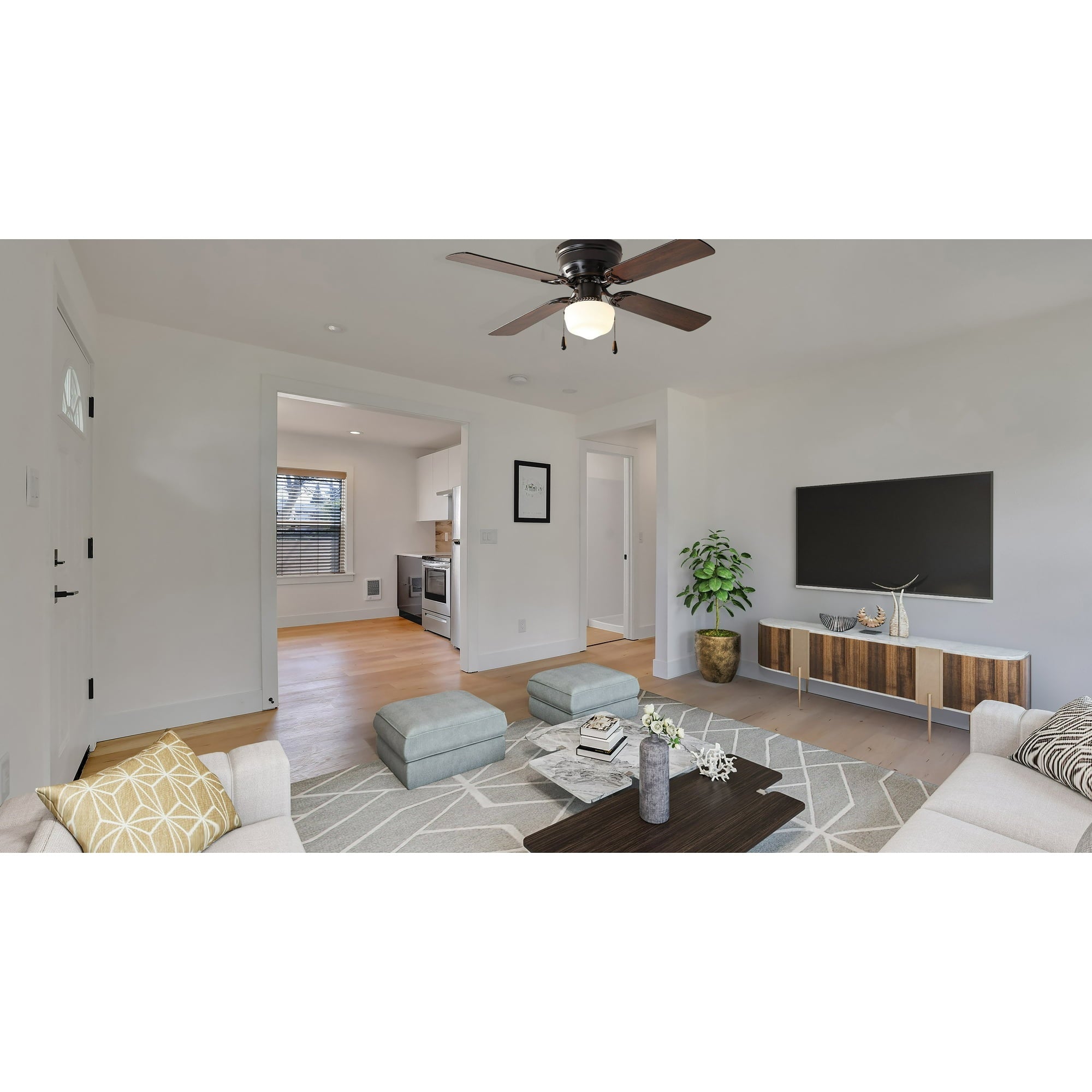 Mainstays 42 inch Hugger Indoor Ceiling Fan with Light Kit, Black, 4 Blades, Reverse Airflow