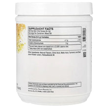 THORNE creatine supplement jar back label with Supplement Facts and ingredients
