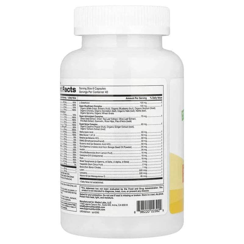 Super Nutrition, Super Immune+ Multivitamin with Super Adaptogens, Vitamin C, Vitamin D, Zinc, and Beta Glucan, 90 Veggie Capsules