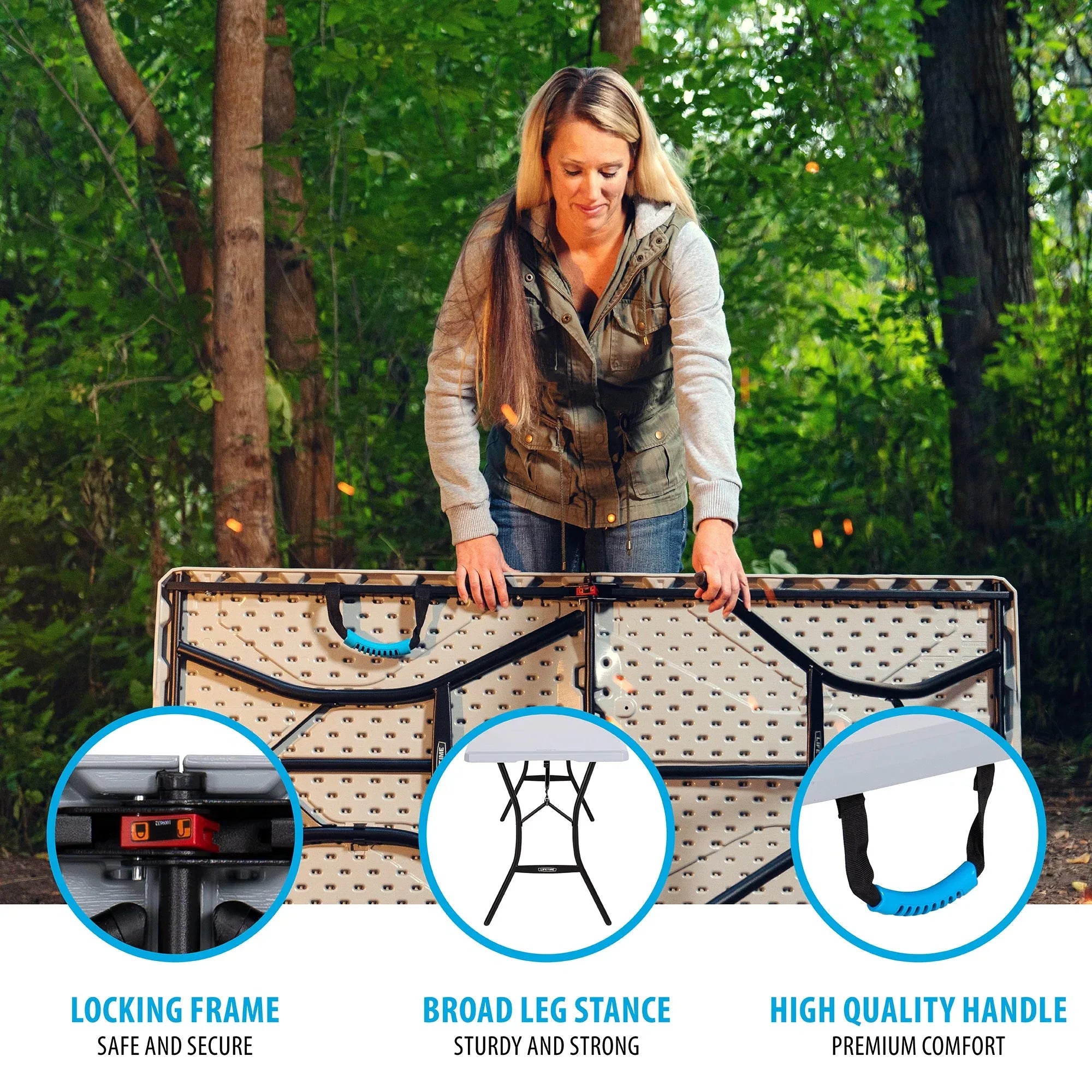 Lifetime 5 Foot Rectangle Fold-in-Half Table, Indoor/Outdoor Essential, Gray, 60.3" x 25.5" - USA MEGA SHOP