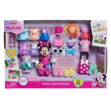 Boxed Disney Minnie Mouse fashion doll set with 25 accessory pieces and colorful outfits