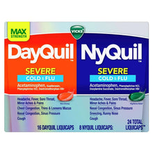 Vicks DayQuil & NyQuil Severe cold & flu liquidcaps box with dosage counts