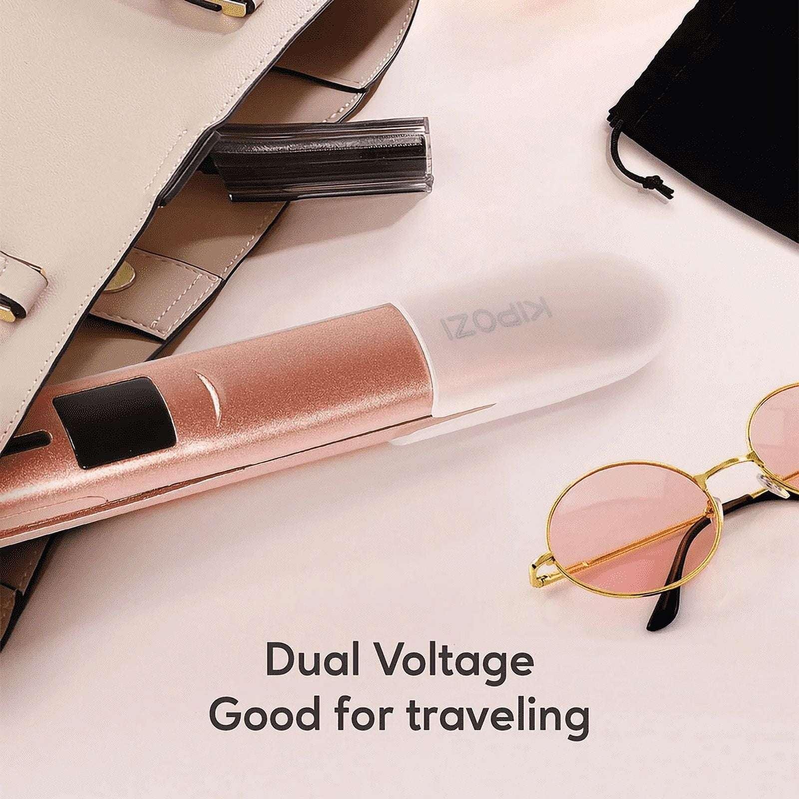 KIPOZI Nano Negative Ion Flat Iron, Anti-Static Hair Straightener with 1 inch Floating Titanium Plates, Champagne Gold - USA MEGA SHOP
