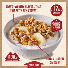 Cookie butter protein granola bowl with spoonful yogurt and granola topping
