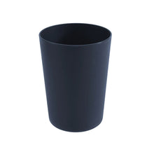 Dark blue round plastic tumbler cup, front view