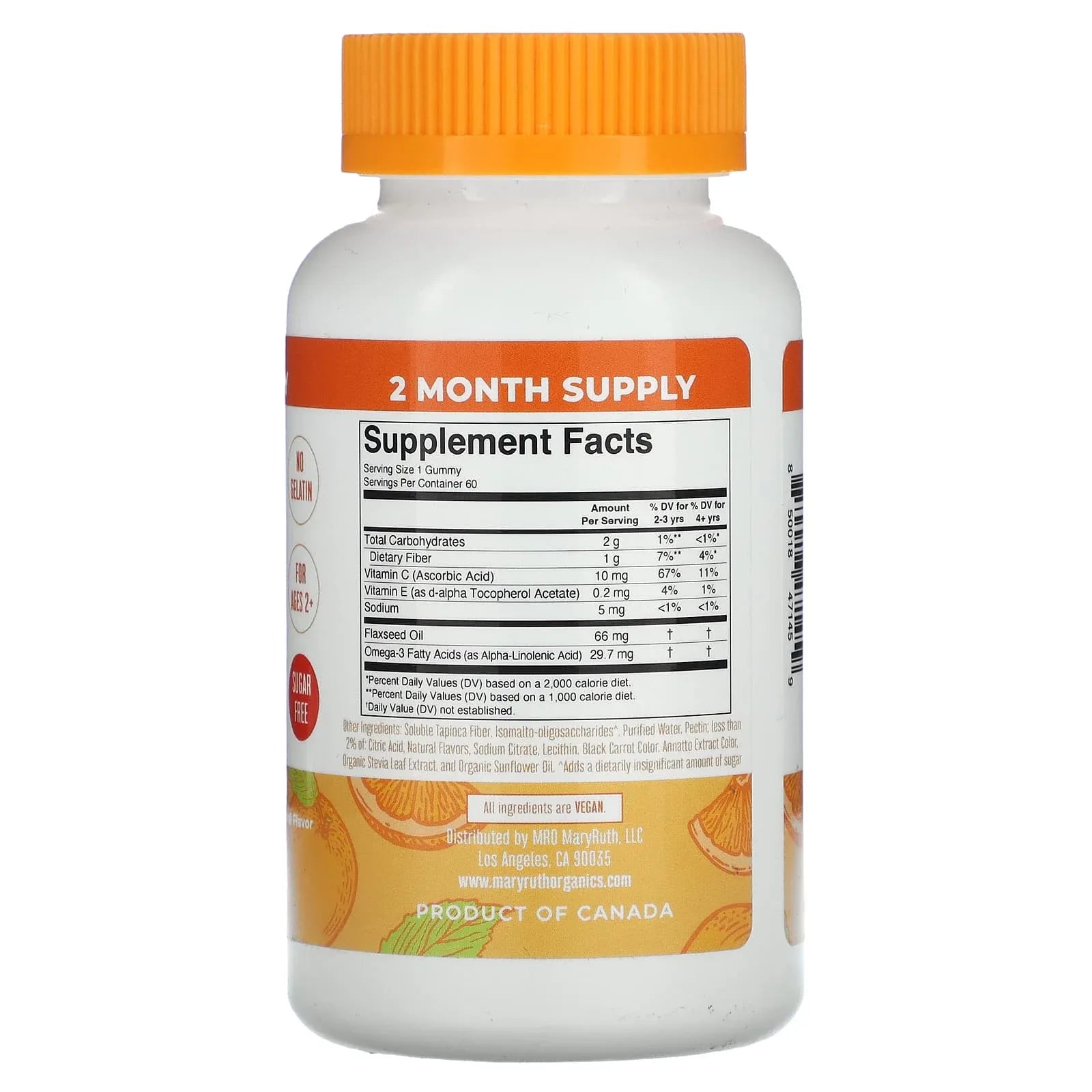 MaryRuth's, Kids Omega-3 Gummies, Ages 2+, Orange, 60 Gummies - USA MEGA SHOP