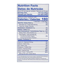Nutrition facts label for enriched long grain rice with calories and serving size