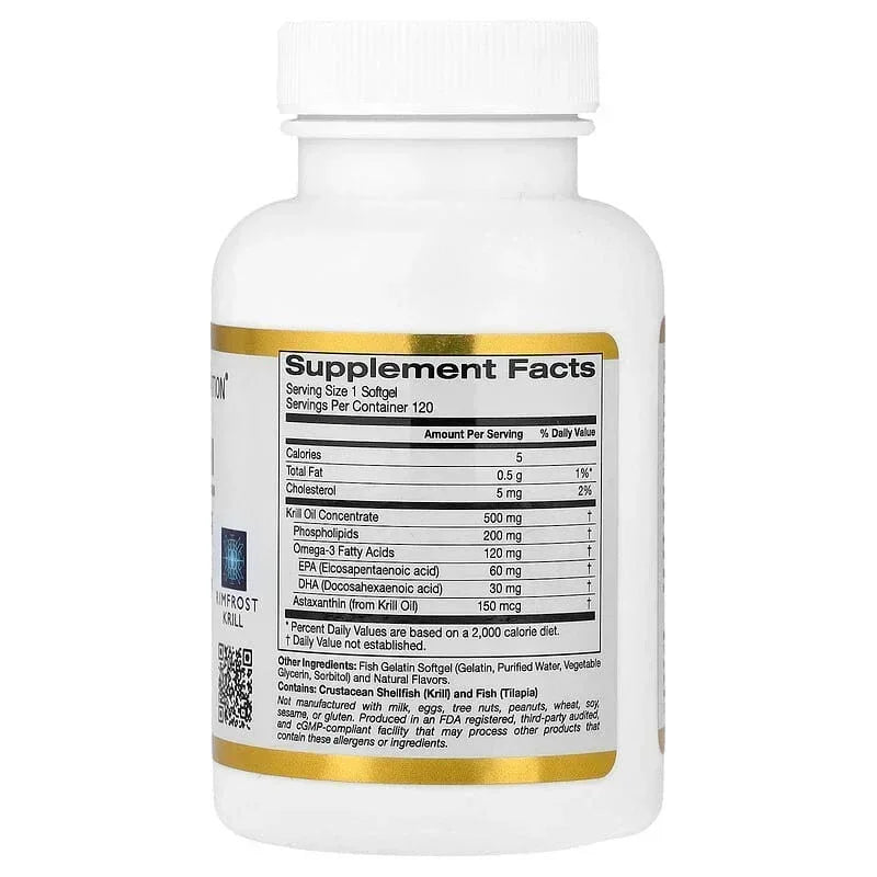 California Gold Nutrition, Antarctic Krill Oil, Omega-3 Phospholipids Complex with EPA, DHA, and Astaxanthin, Natural Strawberry and Lemon