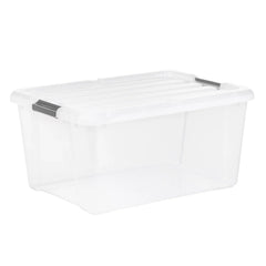 IRIS 45QT Clear Storage Bin with Buckles, 6-pack