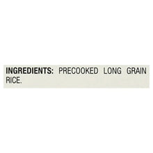 Minute instant white rice ingredients panel: precooked long grain rice