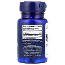 Citicoline supplement bottle back label with Supplement Facts and 500 mg per serving
