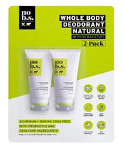 Whole-body natural deodorant 2-pack in retail box with two white tubes.