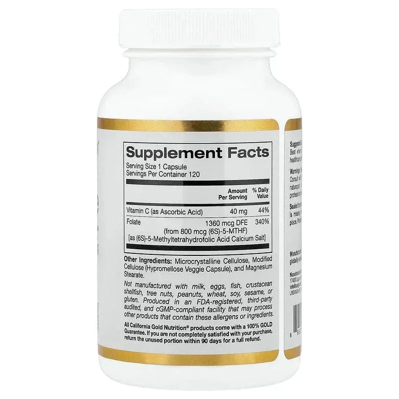 California Gold Nutrition, Methyl Folate and Vitamin C, 120 Veggie Capsules