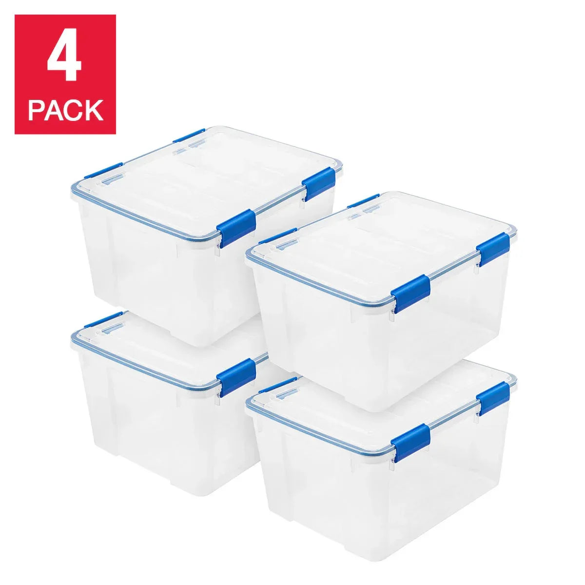 IRIS 44 Quart WeatherPro-Seal Storage Bin, 4-pack - USA MEGA SHOP