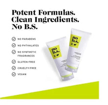 Two white deodorant tubes with green and yellow no b.s. label on front.