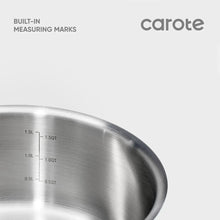 Stainless steel saucepan interior with built-in measuring marks