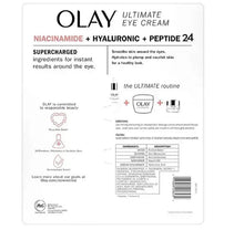 Olay Ultimate eye cream box back panel with ingredients and directions