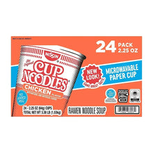 Cup Noodles chicken soup 24-pack carton front with microwavable paper cup label