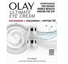 Olay Ultimate eye cream blister pack with two small cream jars