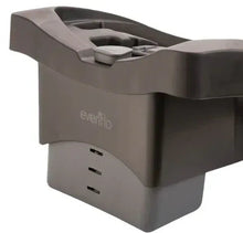 Infant car seat base, dark gray side with molded handle and adjustment slots