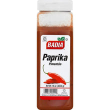 Badia paprika spice jar with white label and red paprika powder, 16 oz