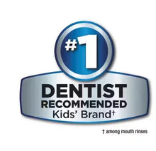 Dentist recommended kids mouth rinse badge with #1 sign