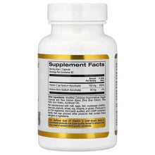 Buffered Gold C bottle, back Supplement Facts panel and ingredient list