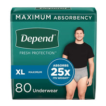 Depend Fresh Protection disposable incontinence underwear pack, XL, 80 ct