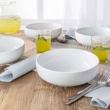 White round porcelain serve bowls set, shallow round shape