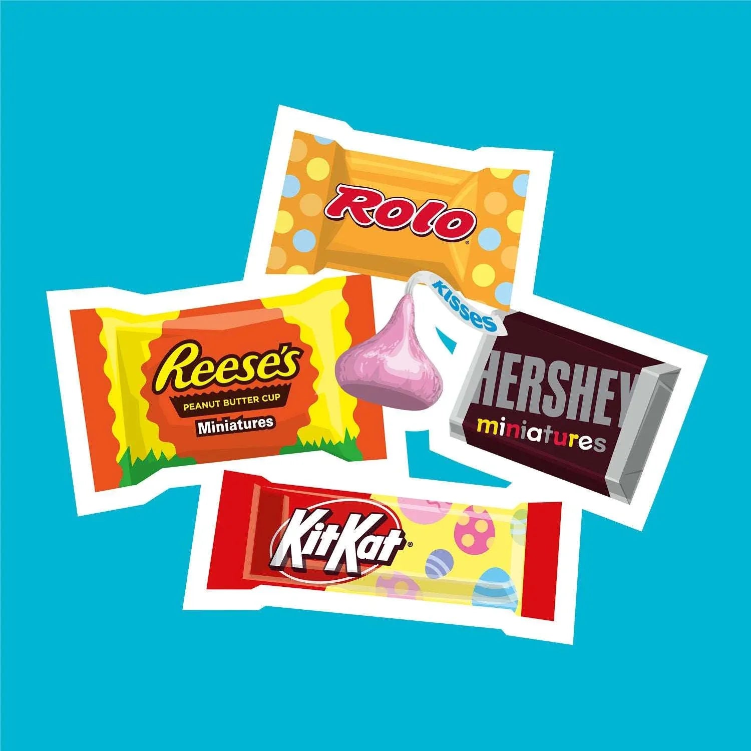 Hershey Assorted Chocolate, Easter Candy Basket Stuffers Variety Bag, 17.9 oz (80 Pieces)