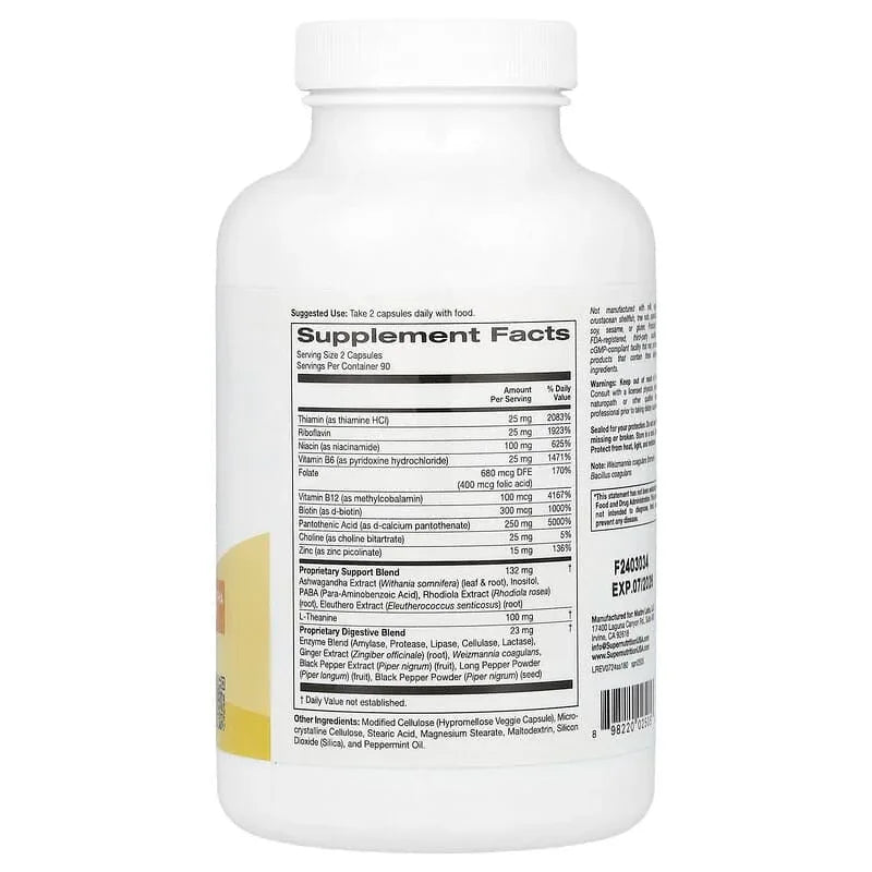 Stress Support with L-Theanine, Ashwagandha, Botanical Blend, and Enzymes, 60 Veggie Capsules - USA MEGA SHOP