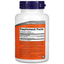 NOW Acetyl-L-Carnitine bottle, rear label with Supplement Facts