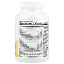 Men's multivitamin supplement bottle back label with ingredients list panel