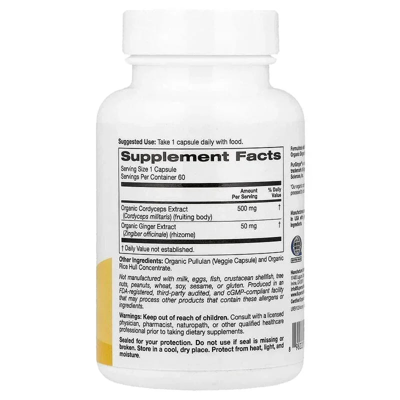 Super Nutrition, Organic Mushroom + Ginger, 60 Veggie Capsules