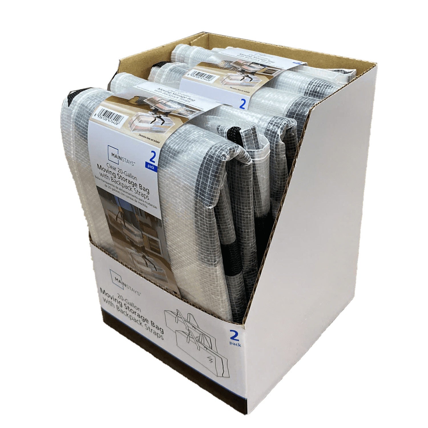 Mainstays Heavy Duty Storage and Moving Bag, Clear, 20 Gallon, 2 Pack