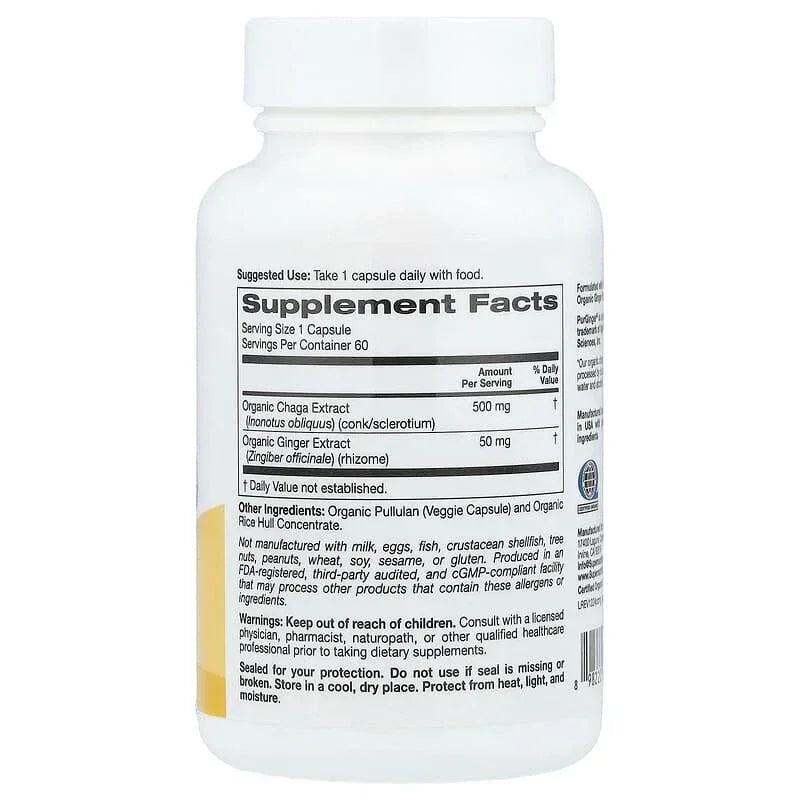 Super Nutrition, Organic Mushroom + Ginger, 60 Veggie Capsules