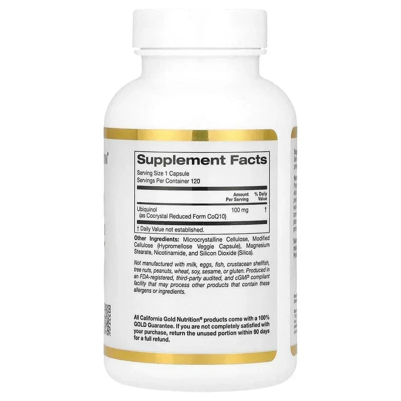 California Gold Nutrition, Ubiquinol Reduced Form CoQ10, 100 mg , 120 Veggie Capsules