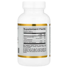 Supplement facts label on veggie capsule bottle, white bottle with gold band