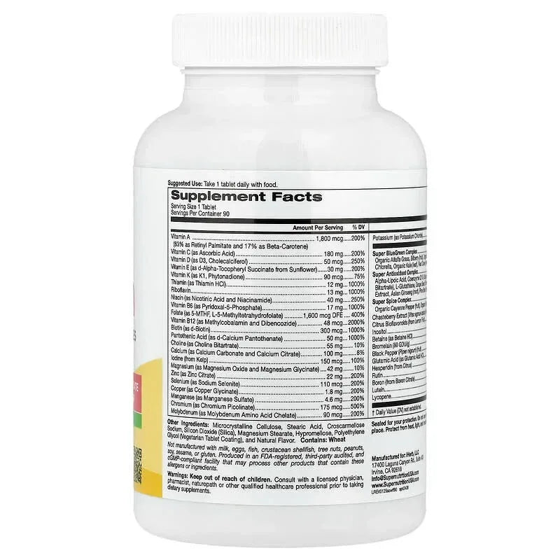Super Nutrition, Simply One®, Women's Multivitamin with Super Complexes, Iron Free, 90 Tablets