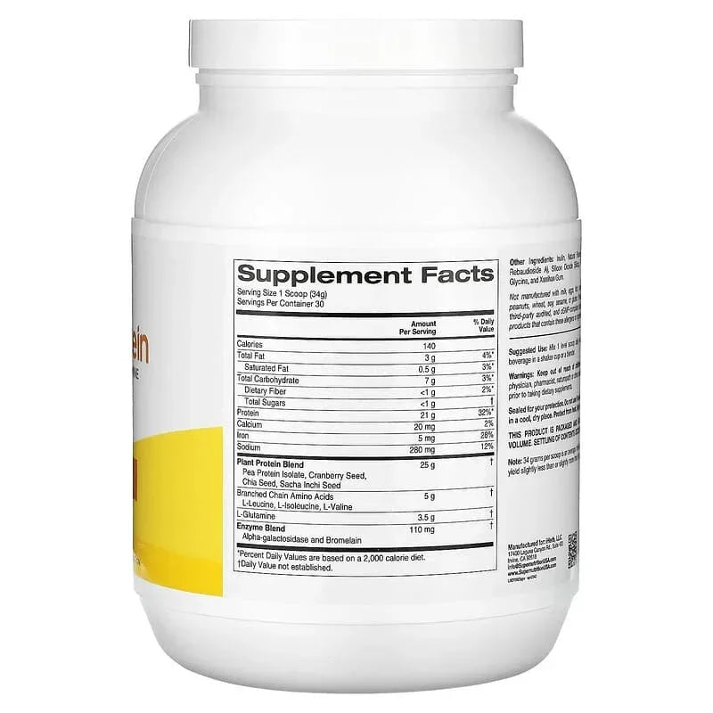 Super Nutrition, Perfect Plant Protein with Pea Protein Isolate, BCAAs, Cranberry Seed, Chia Seed, and Sacha Inchi Seed, 2.2 lbs (1,020 g)