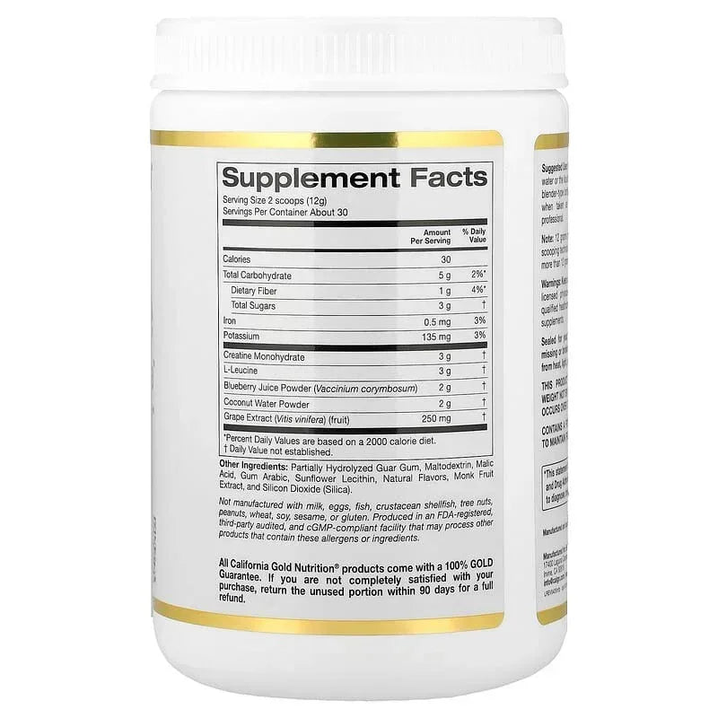 California Gold Nutrition, Creatine Cognitive Formula™, with L-Leucine, Blueberry, Coconut & Grape Extract, 12.49 oz (354 g)