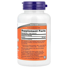 NOW L-Serine supplement bottle back label, Supplement Facts