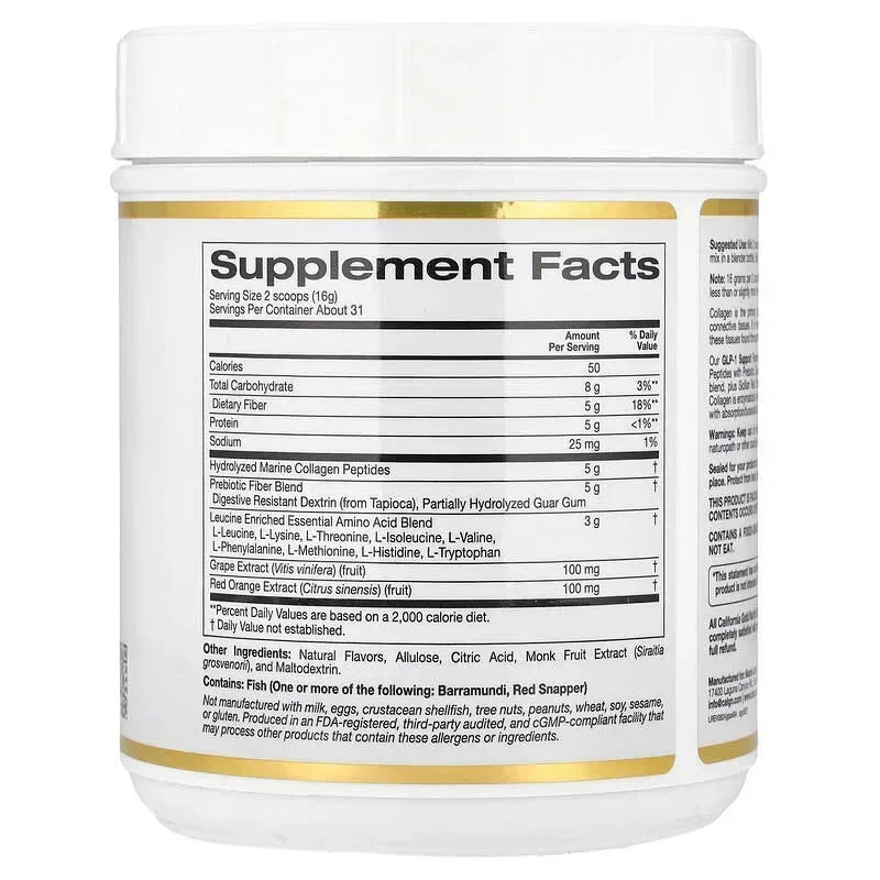 California Gold Nutrition, GLP-1 Support Formula with Collagen Peptides, Prebiotic Fiber & Essential Amino Acids