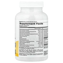 Multivitamin supplement bottle, back panel with Supplement Facts table and ingredient list