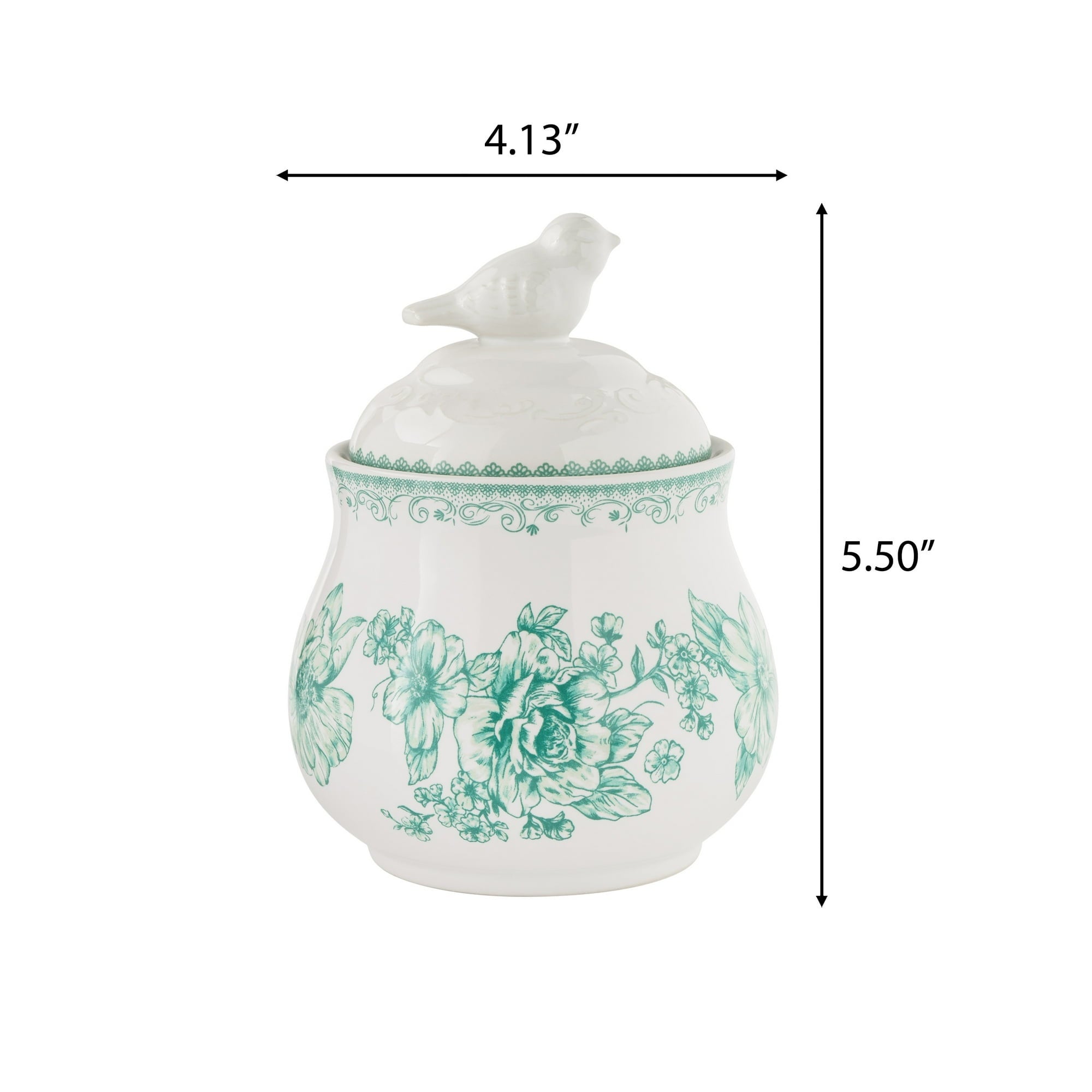 The Pioneer Woman Agatha Stoneware Sugar Bowl with Lid, Green