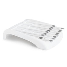White foldable bottle drying rack tray with raised pegs